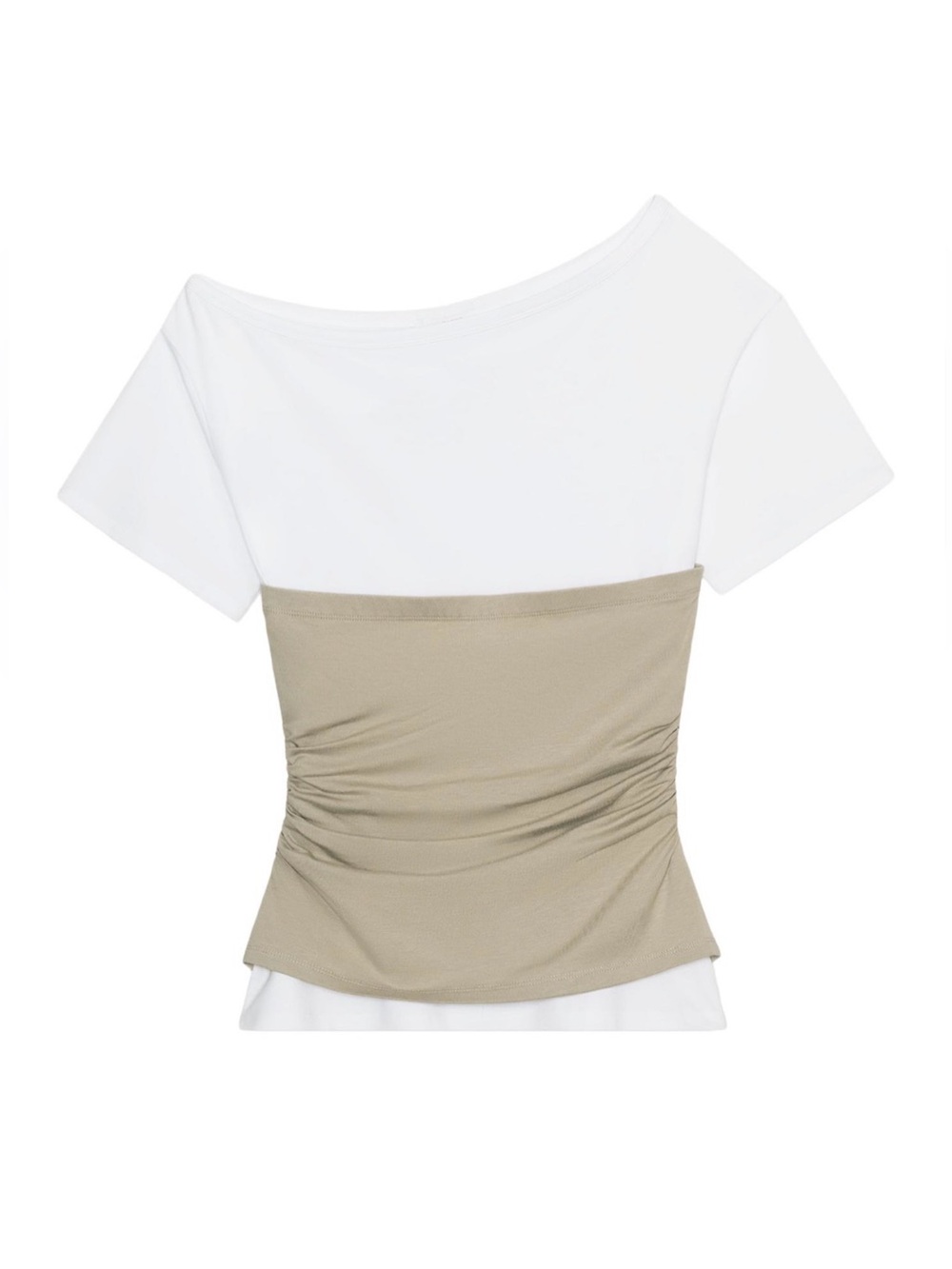 Zara Bandeau over Short Sleeve Asymmetrical Top